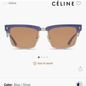 New Celine Acetate Blue and Silver Sunglasses